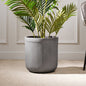 Grey Vertical Ribbed Polyfibre Clay Pot Medium