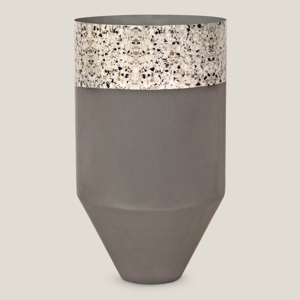 Speckle Terrazzo Grey Iron Planter Large
