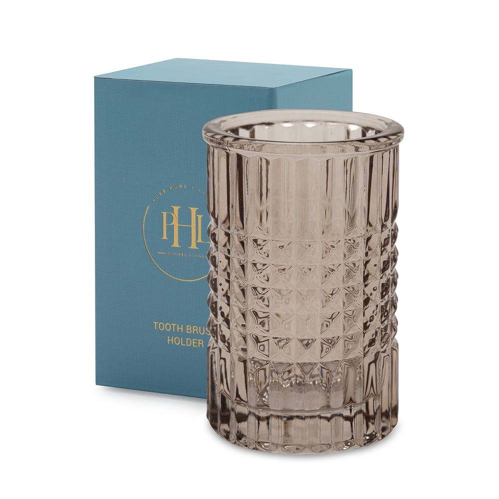 Brown Diamond Texture Glass Tooth Brush Holder