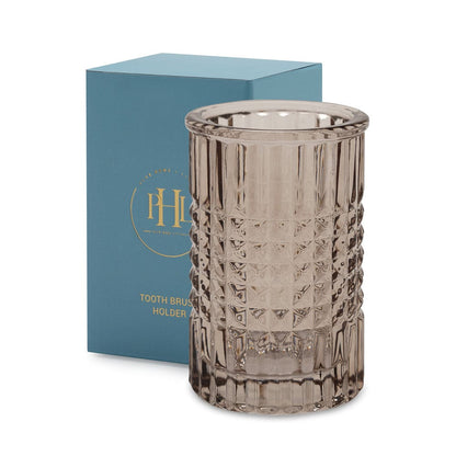 Brown Diamond Texture Glass Tooth Brush Holder