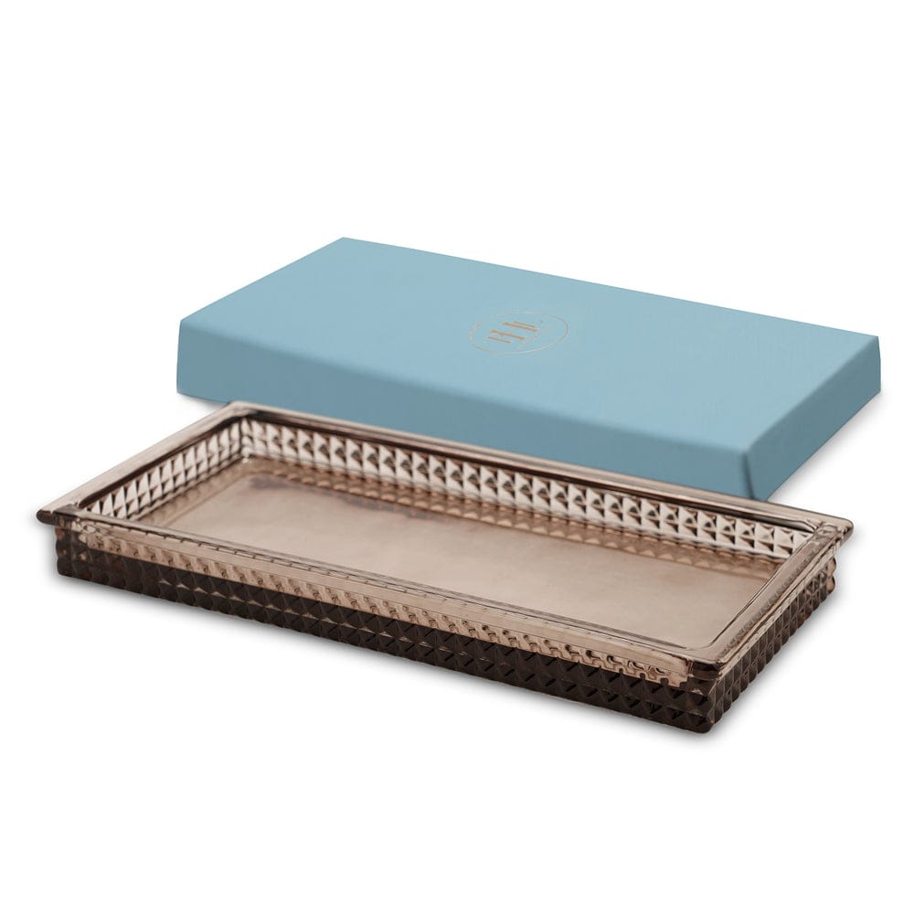 Brown Diamond Texture Glass Tray