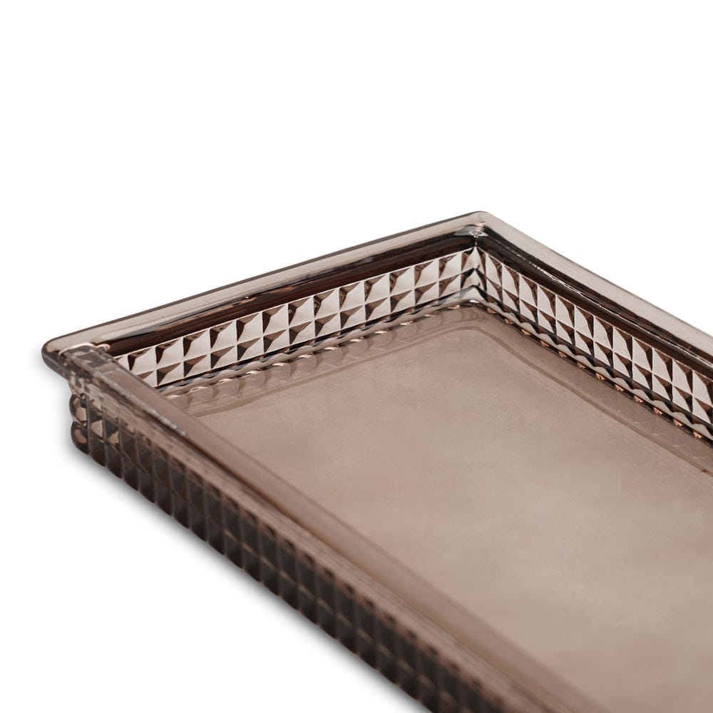 Brown Diamond Texture Glass Tray