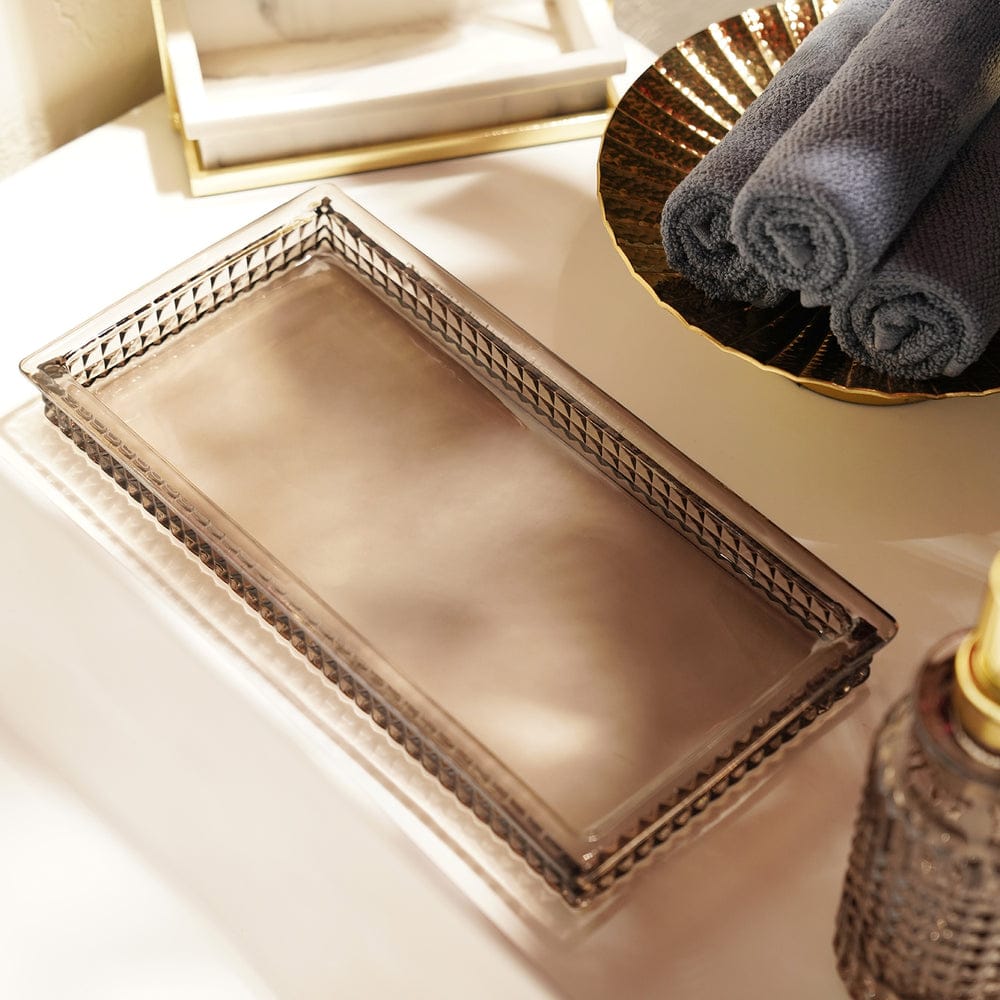 Brown Diamond Texture Glass Tray