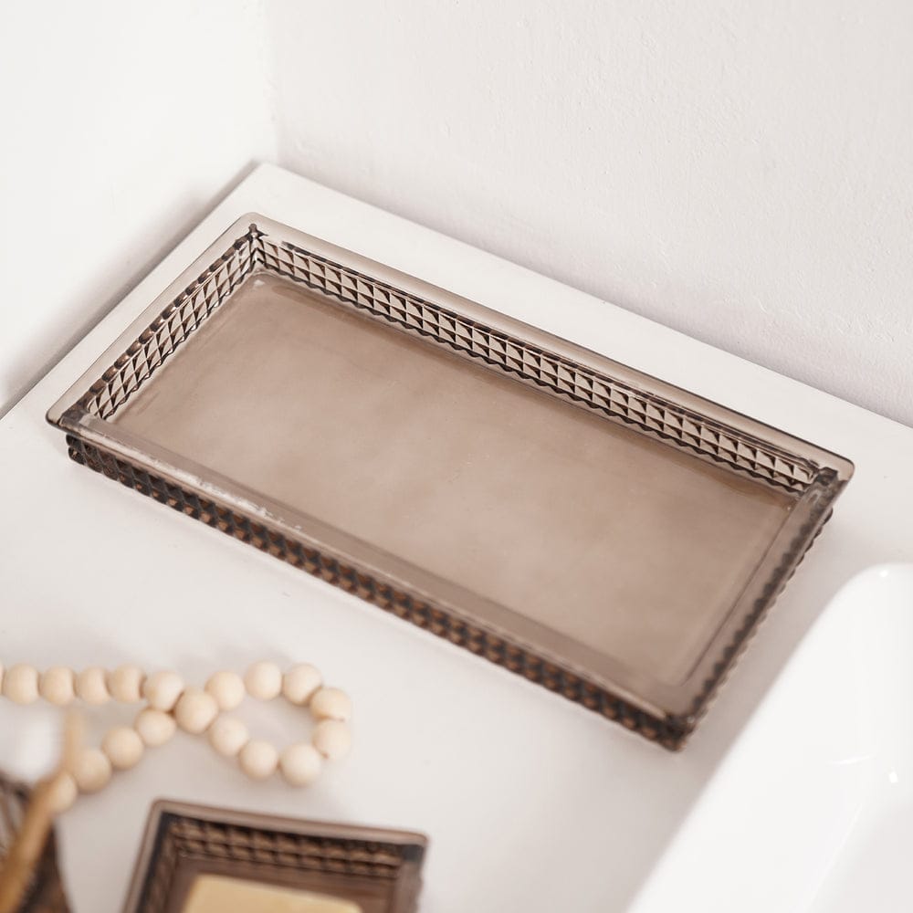 Brown Diamond Texture Glass Tray