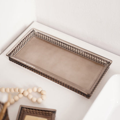 Brown Diamond Texture Glass Tray