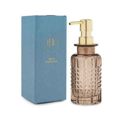 Brown Diamond Texture Glass Soap Dispenser