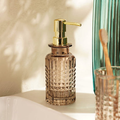 Brown Diamond Texture Glass Soap Dispenser