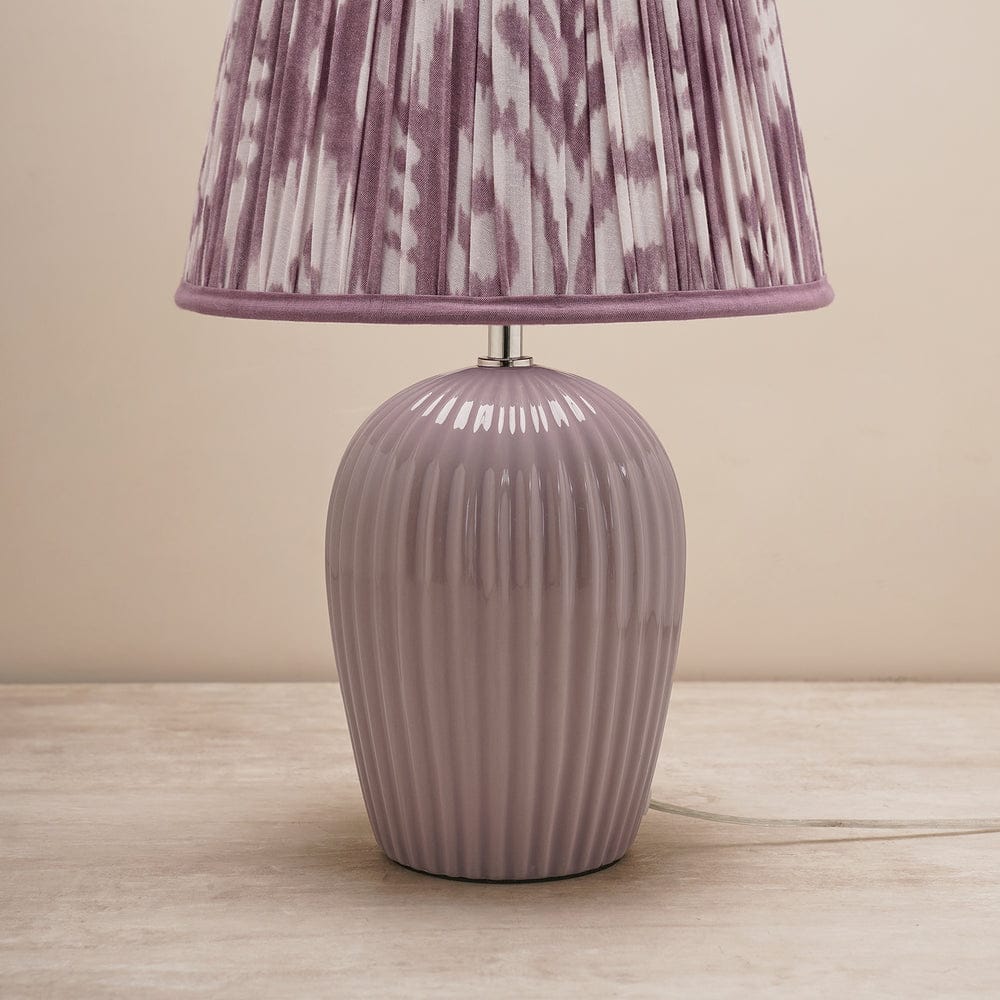 Purple Ribbed Ceramic Table Lamp Stand (without shade)