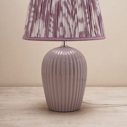 Purple Ribbed Ceramic Table Lamp Stand (without shade)