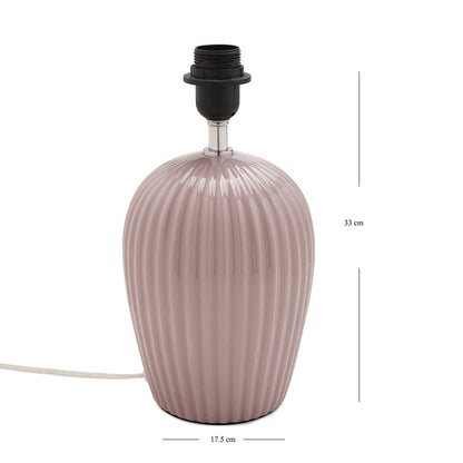 Purple Ribbed Ceramic Table Lamp Stand (without shade)