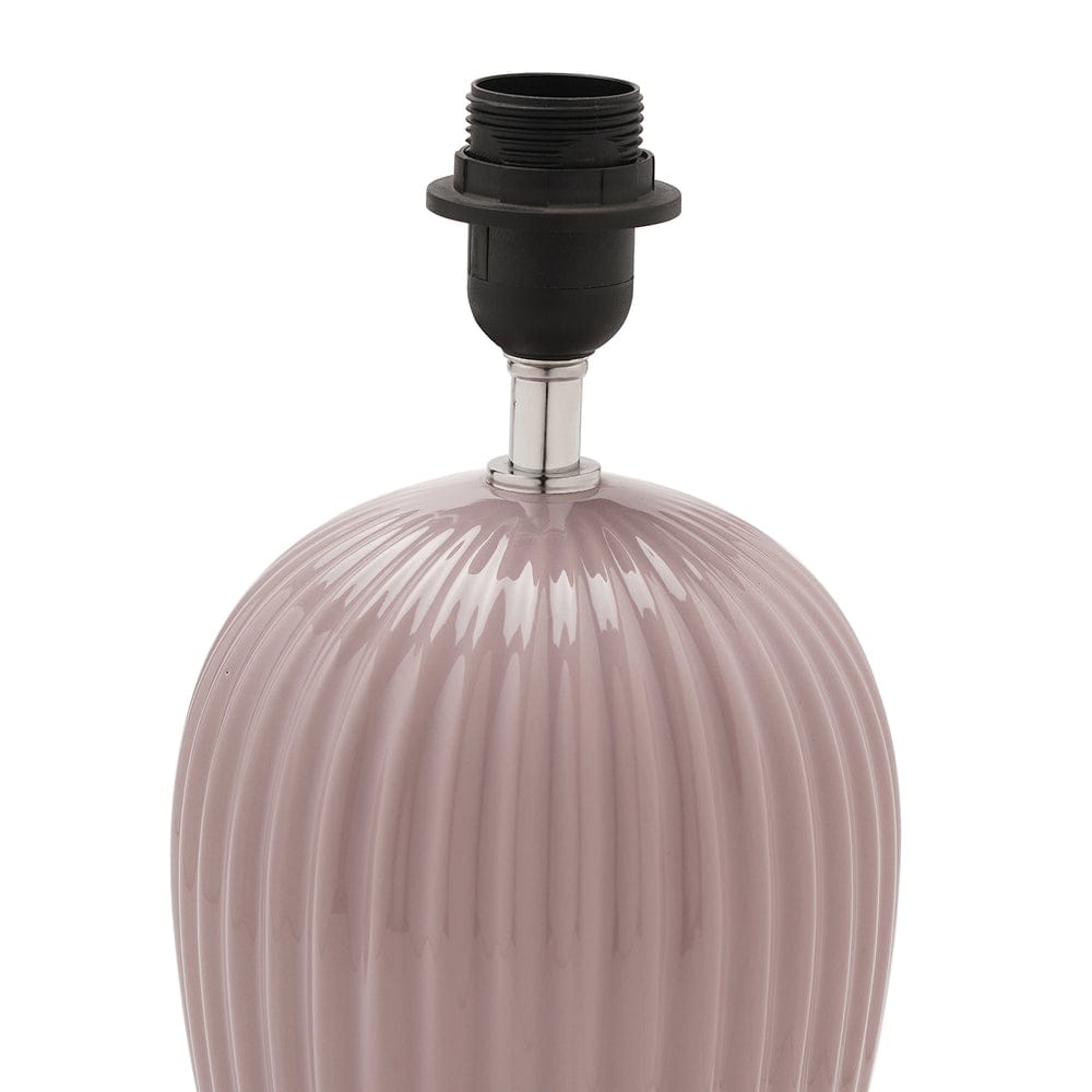 Purple Ribbed Ceramic Table Lamp Stand (without shade)