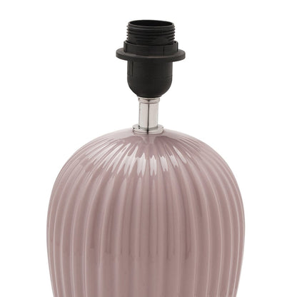 Purple Ribbed Ceramic Table Lamp Stand (without shade)