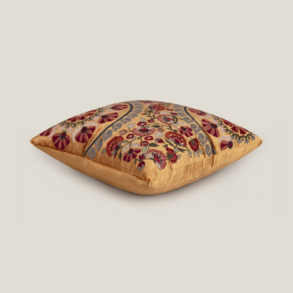 Masrur Yellow Emb. Velvet Cushion Cover