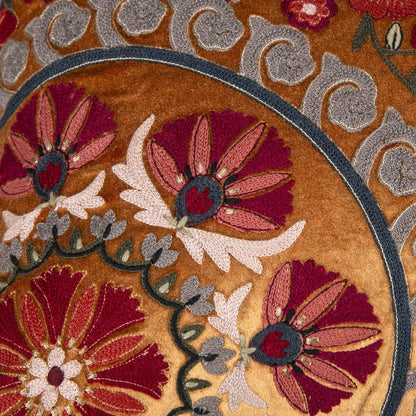 Masrur Yellow Emb. Velvet Cushion Cover