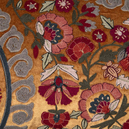Masrur Yellow Emb. Velvet Cushion Cover