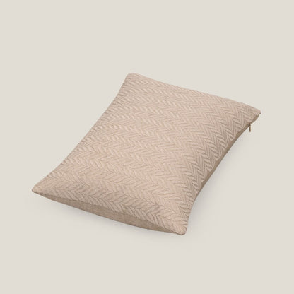 Veda Cord Emb. Beige Jacquard Cushion Cover