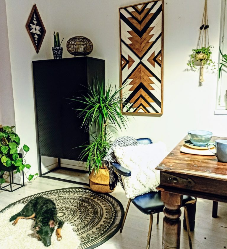 Boho Aztec Wood Wall Art – Geometric Wooden Decor, Customizable Hanging Piece for a Chic and Unique Look