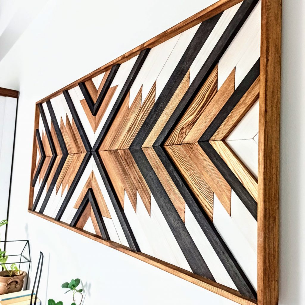 Boho Aztec Wood Wall Art – Geometric Wooden Decor, Customizable Hanging Piece for a Chic and Unique Look