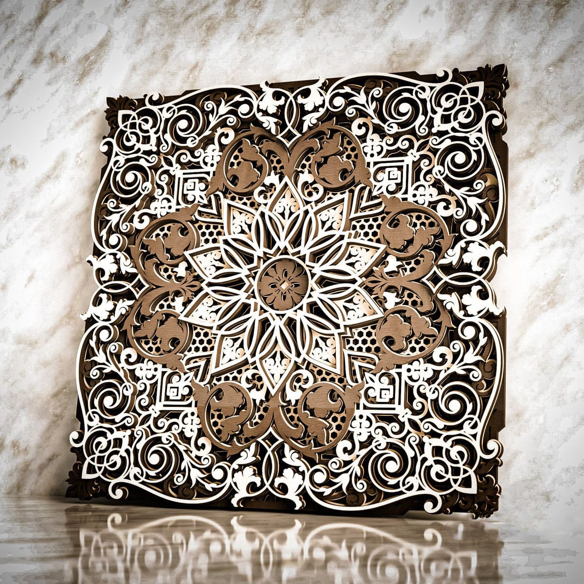 Dark white wooden composition