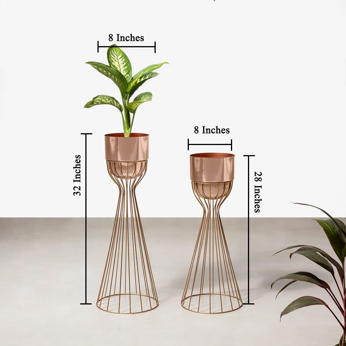 Artful Foliage Planters Set of 2 - Rose Gold