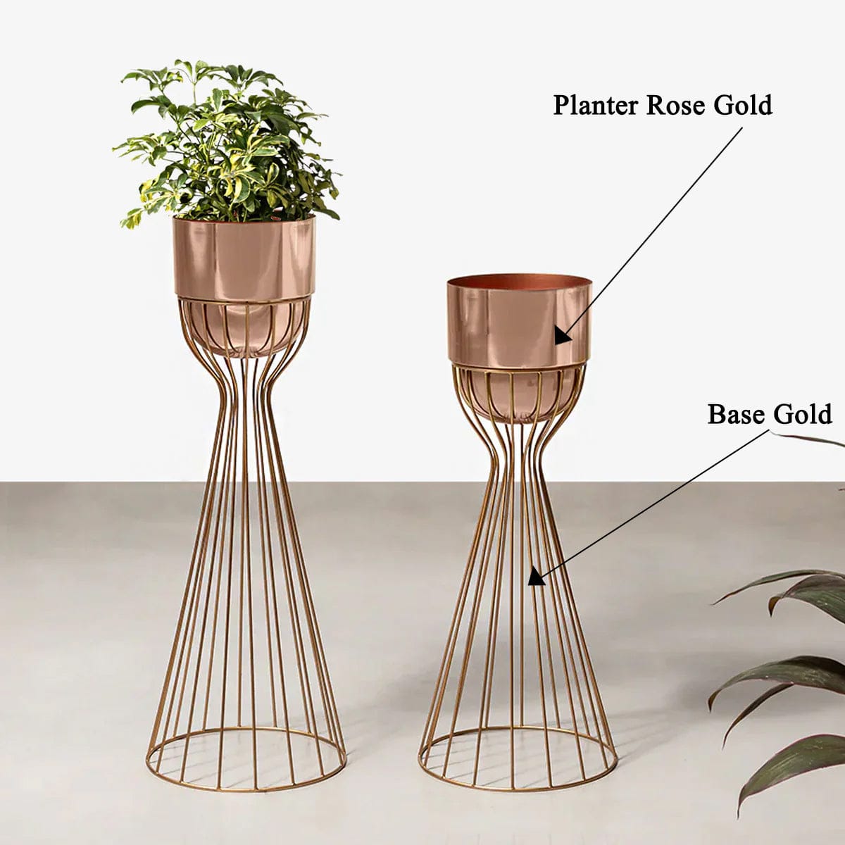 Artful Foliage Planters Set of 2 - Rose Gold