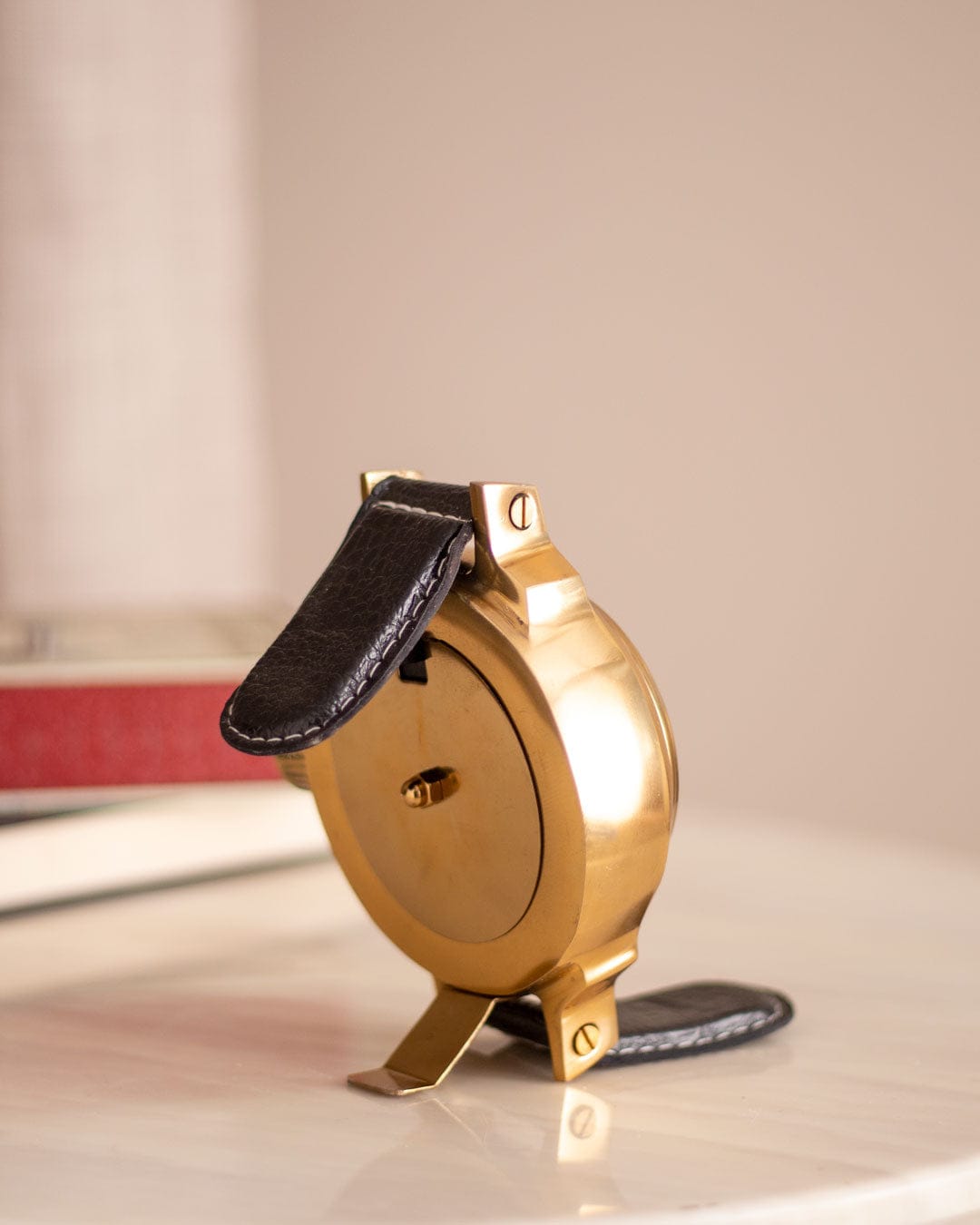 Leather Handle Table Clock - Small