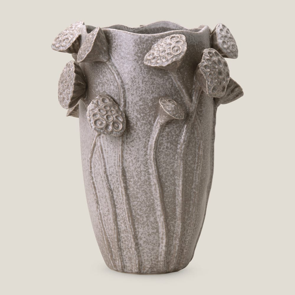 Lotus Pod Grey Ceramic Vase