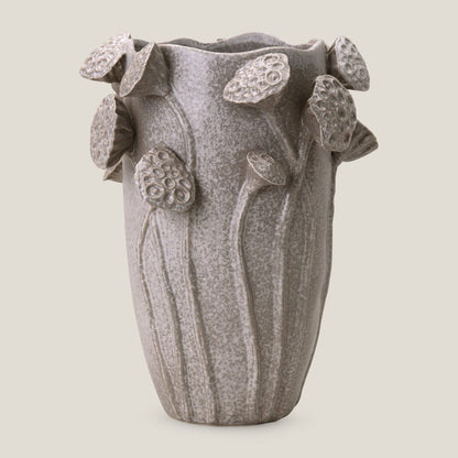 Lotus Pod Grey Ceramic Vase