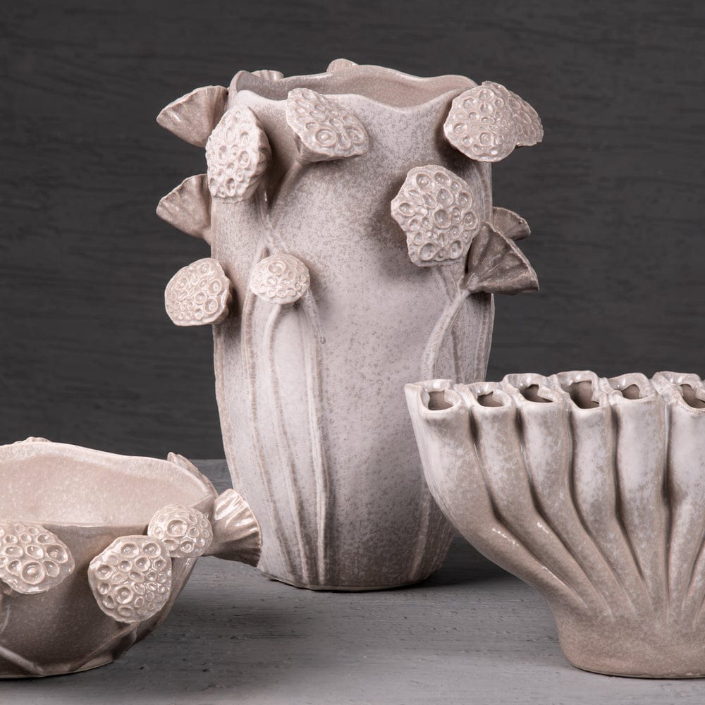 Lotus Pod Grey Ceramic Vase