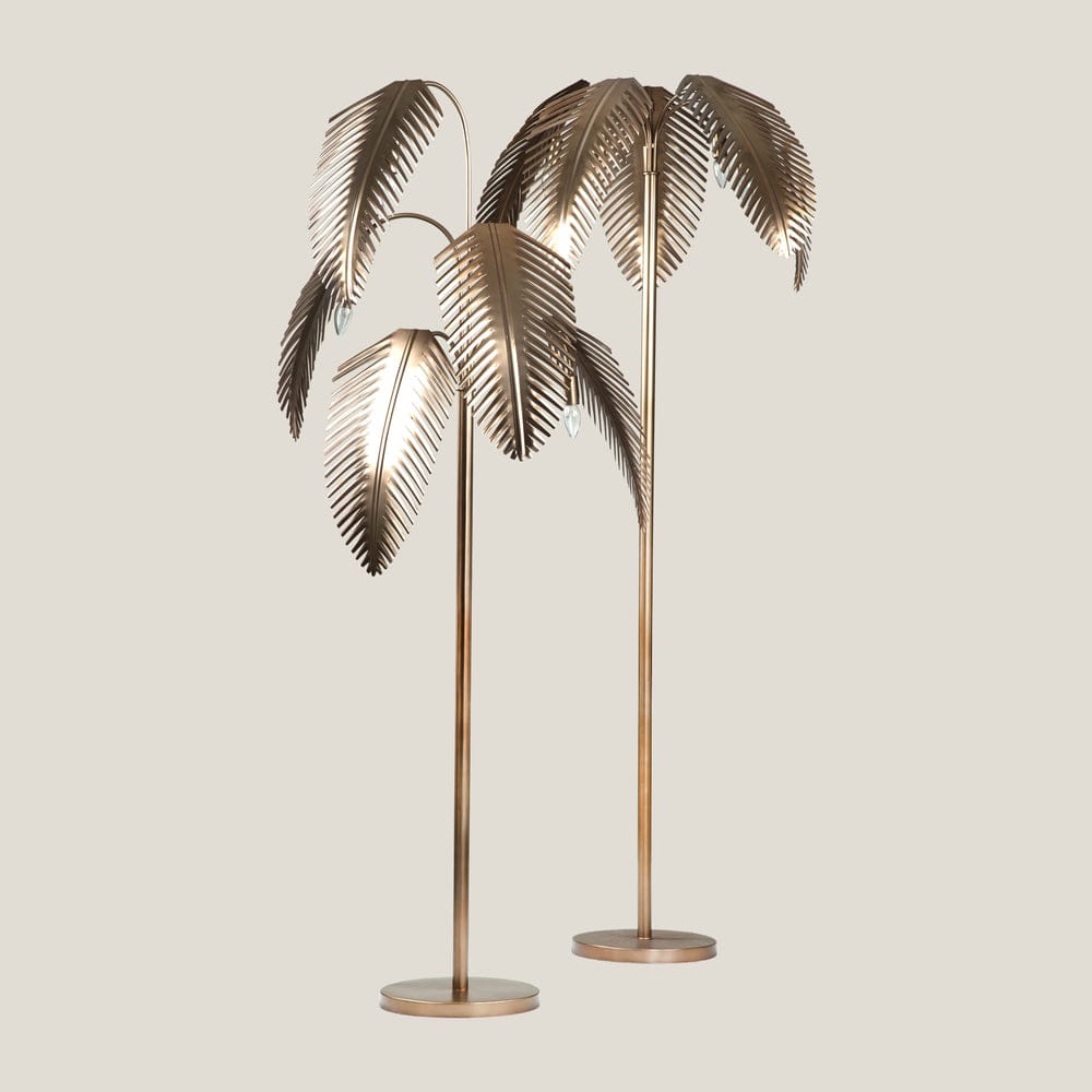 Bahama Brass Stainless Steel Palm Floor Lamp Small