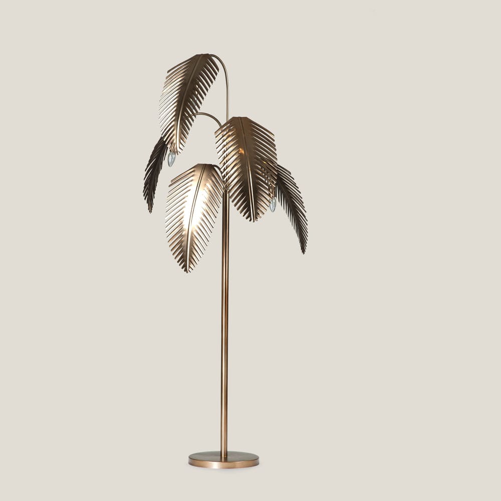 Bahama Brass Stainless Steel Palm Floor Lamp Small