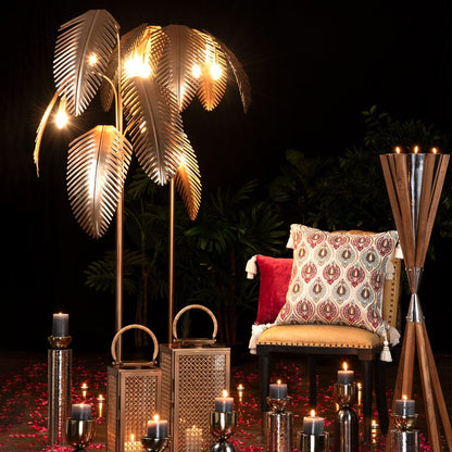 Bahama Brass Stainless Steel Palm Floor Lamp Small