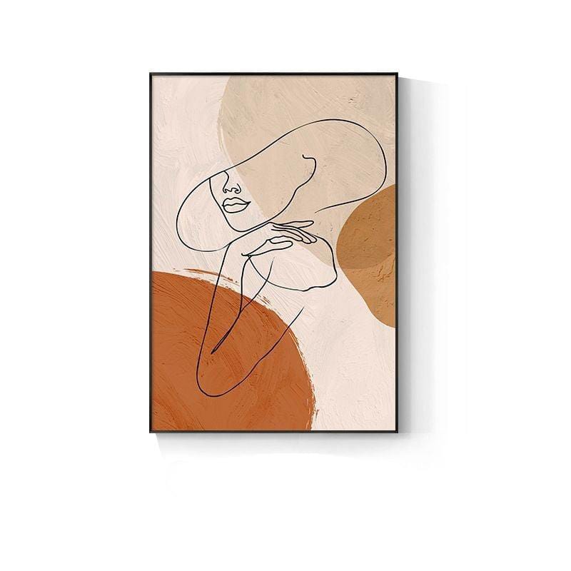 single line art wall painting