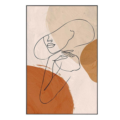 single line art wall painting