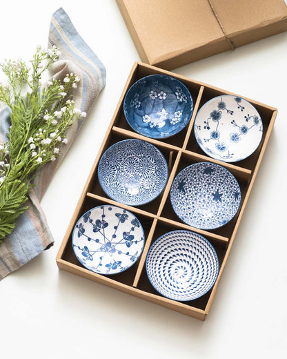 Dainty Blue & White Katoris - Set of 6