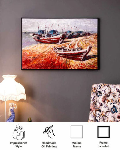 Fish Boats Semi Hand-made Wall Art - 36*24 Inch