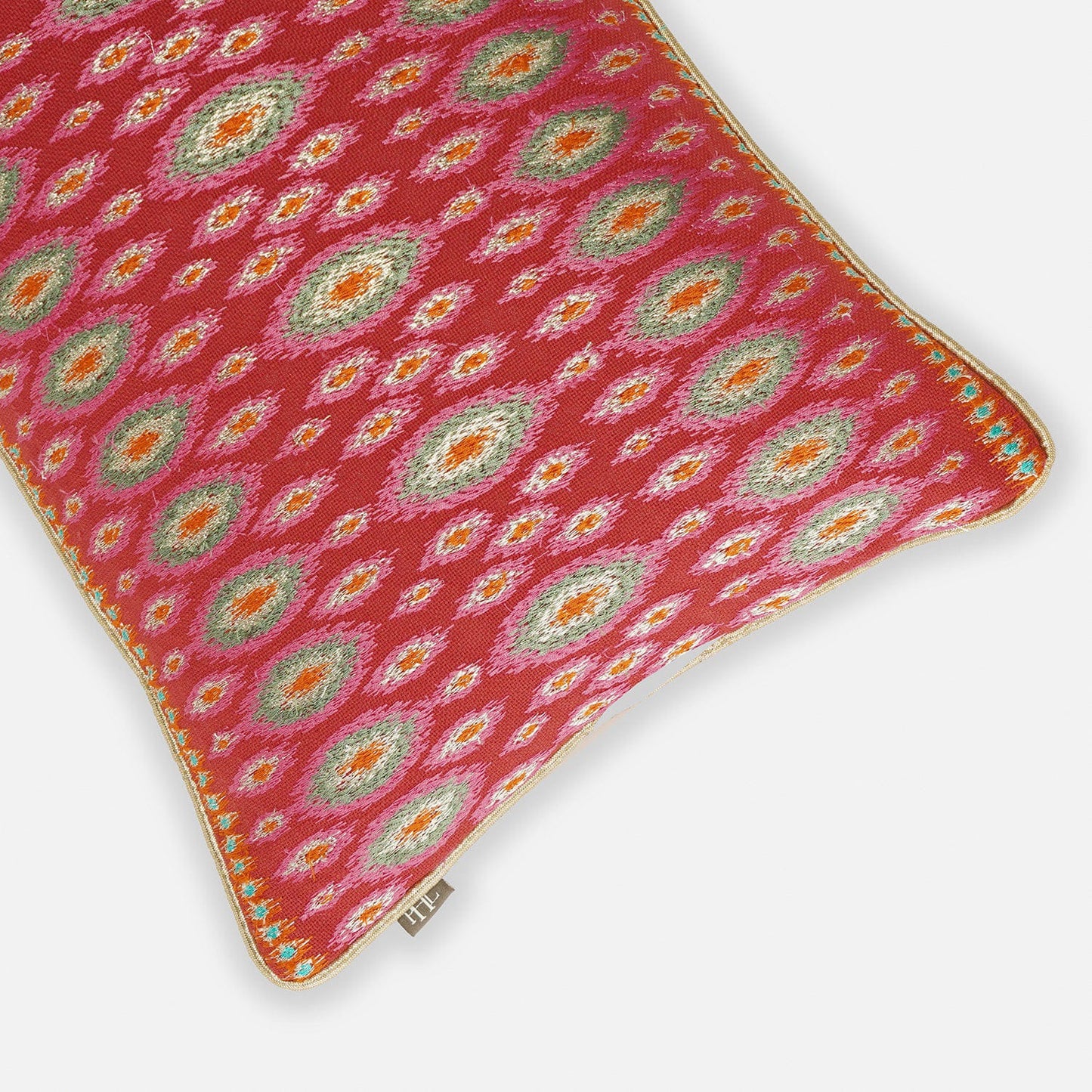 Pink Embroidered Cushion Cover