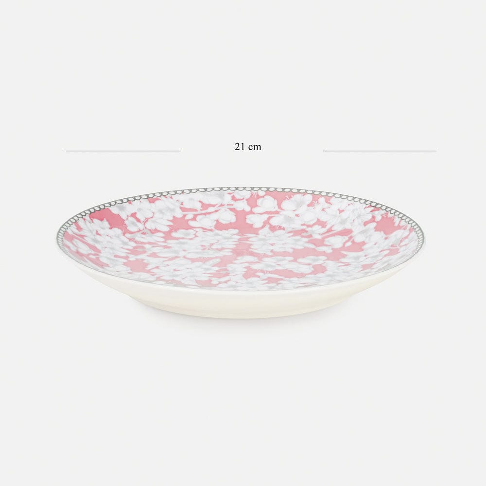Pink Floral Print Ceramic Dessert Plates