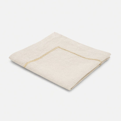 Set of 4 Beige Zari Linen Embroidered Napkins