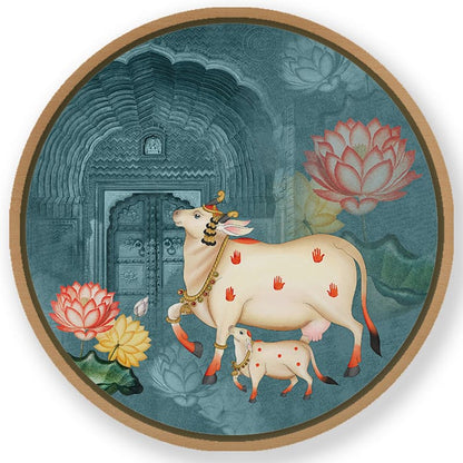 Cow pichwai painting – Circular Wooden Frame