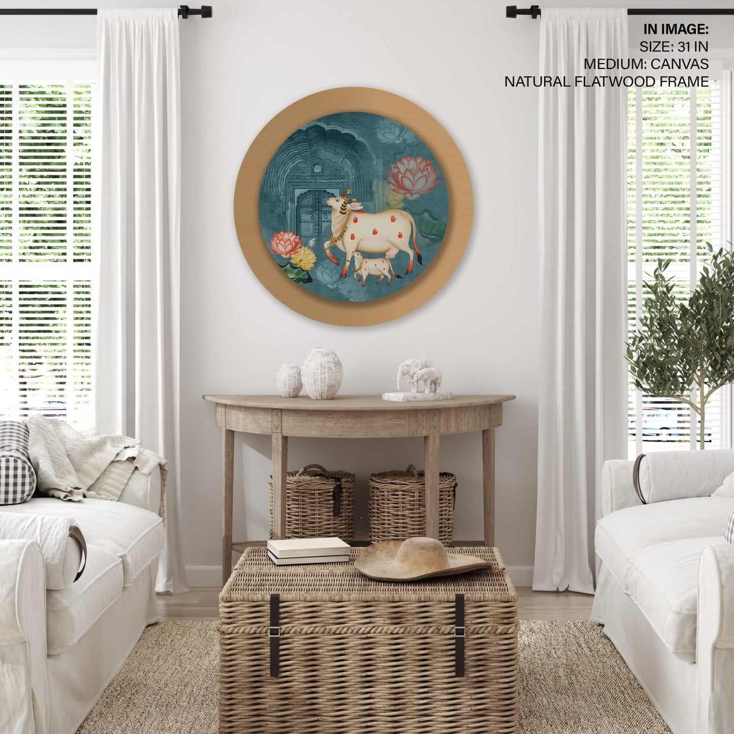 Cow pichwai painting – Circular Wooden Frame