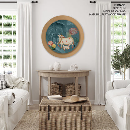 Cow pichwai painting – Circular Wooden Frame
