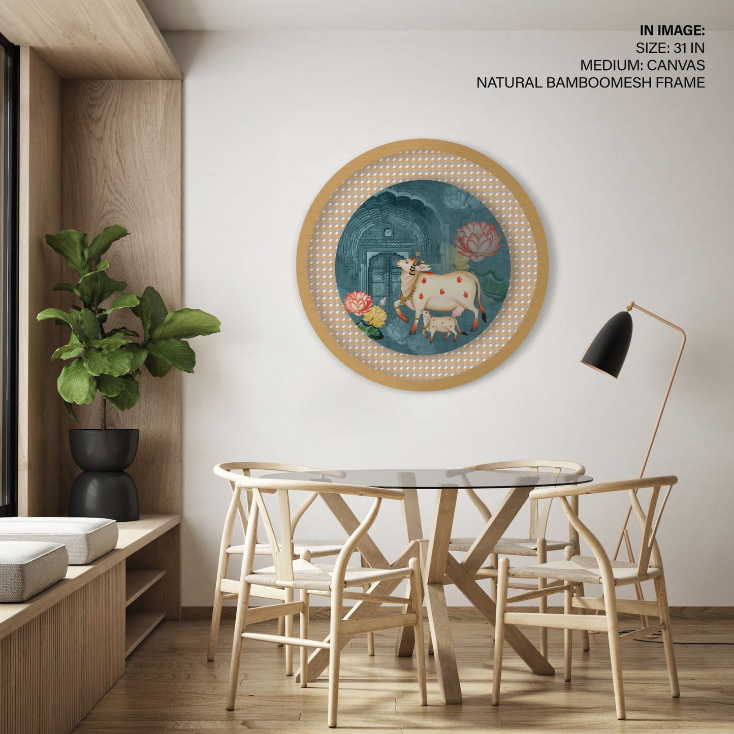 Cow pichwai painting – Circular Wooden Frame
