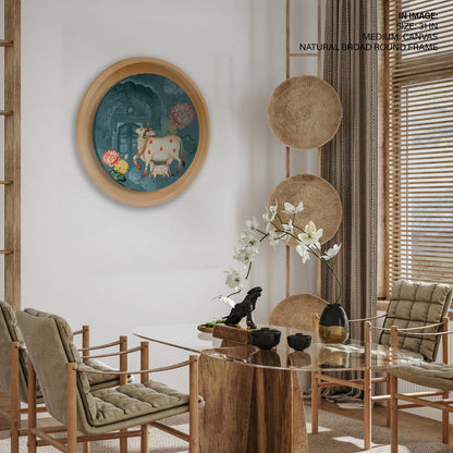 Cow pichwai painting – Circular Wooden Frame