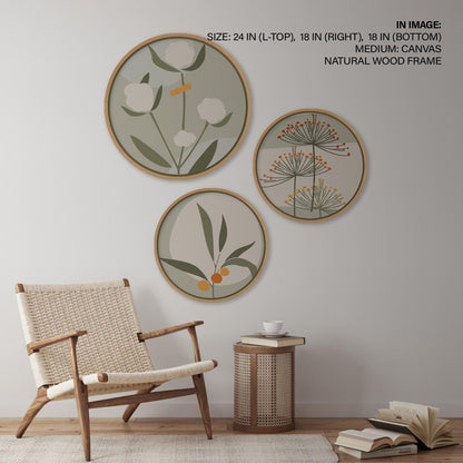 Set of 3 abstract flower and plant