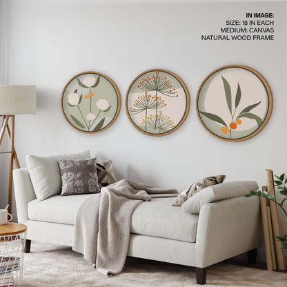 Set of 3 abstract flower and plant