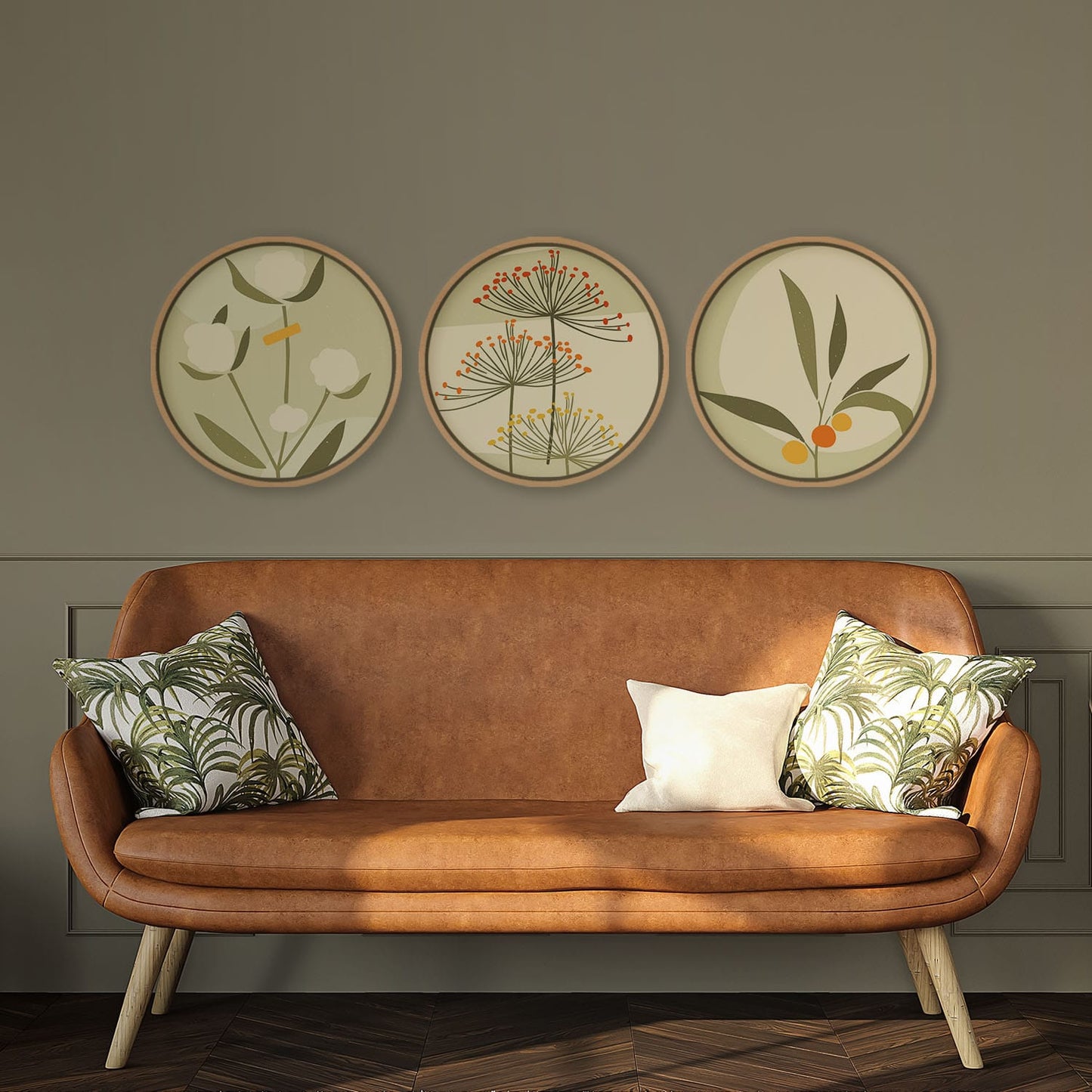 Set of 3 abstract flower and plant
