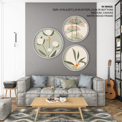 Set of 3 abstract flower and plant