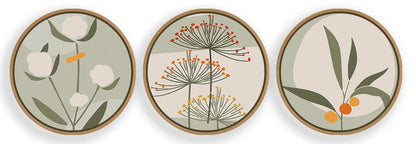 Set of 3 abstract flower and plant