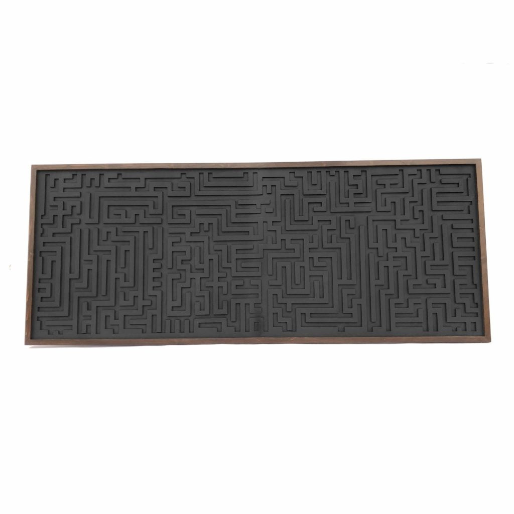 Geometric Wood Maze Wall Art for Bedroom Decor – Long Maze Design in Wood Frame – Perfect Wall Hanging for a Stylish Touch.